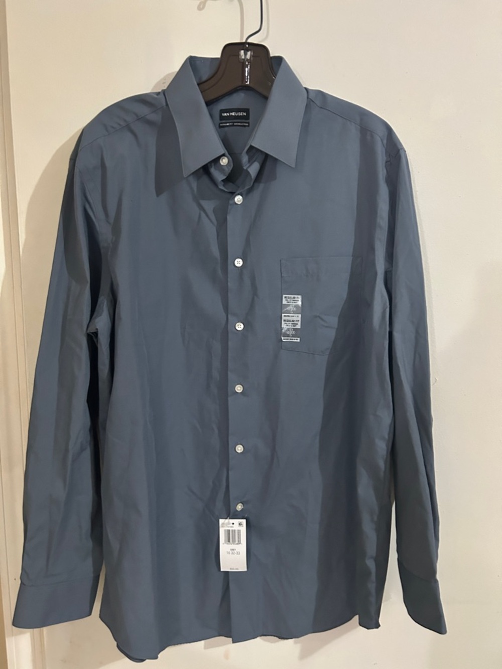 Van Heusen Men's Long Sleeve Dress Shirt in Slate Gray-Blue